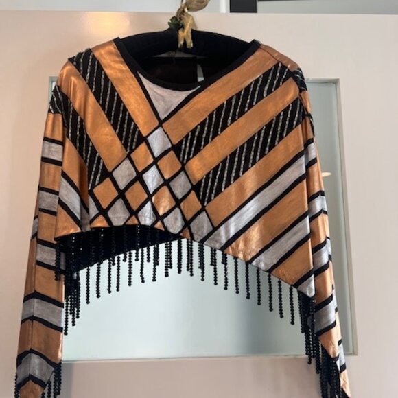 Hand painted Shawl/Poncho with sequins and beads, Small - Medium - Picture 1 of 8